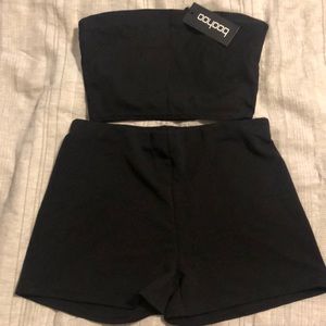 Basic ribbed bandeau and short set